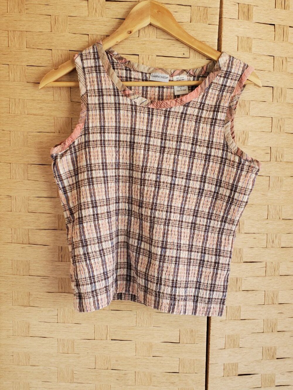 Cabin Creek Top Size Large Textured Plaid Stretch